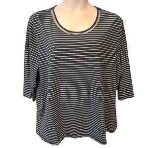 Catherines Womens Navy Blue White Striped Top Sz 4X Nautical Preppy Casual